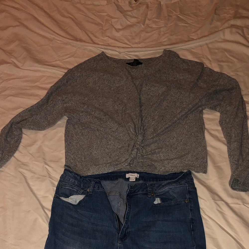 Gray crop sweater